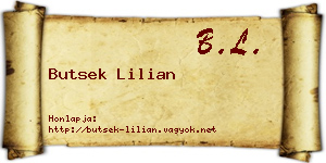 Butsek Lilian névjegykártya